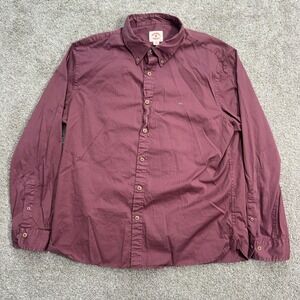 Brooks Brothers Red Fleece Long Sleeve Button Down Shirt Men's XXL Burgundy